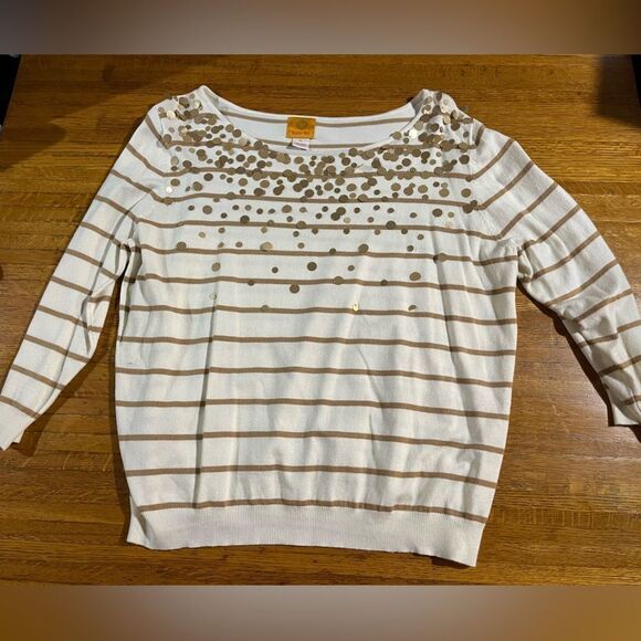 Ruby Rd Women’s White and Gold Top XL - Picture 3 of 11